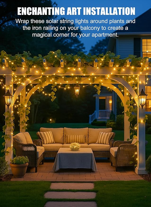 Brightown Outdoor Solar String Lights, 6 Pack 33Feet 100 Led Solar Powered - Image 3
