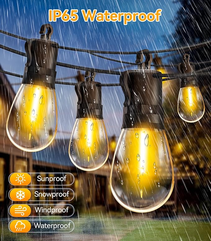 Outdoor String Lights Patio LED Light Outside - 30M 28+2 S14 LED 100ft Porch - Image 4