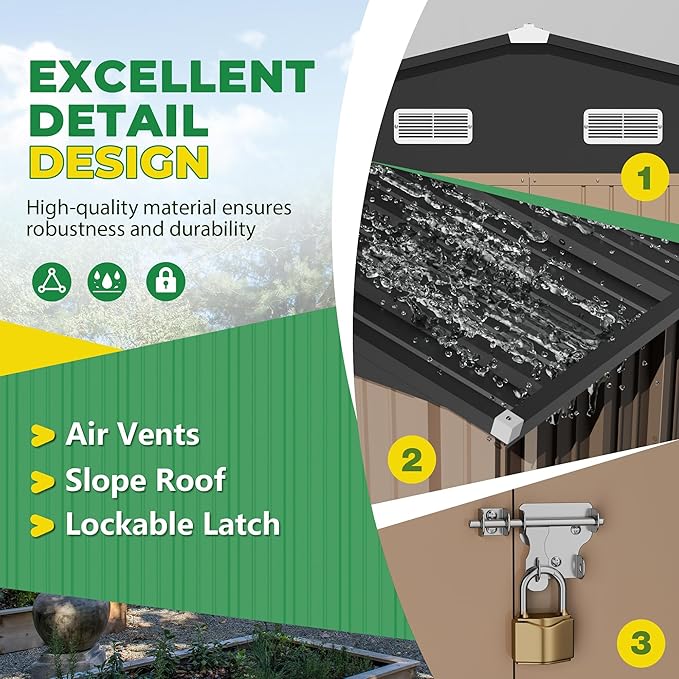 Devoko 10 x 8 FT Outdoor Storage Shed, Metal Garden Sheds & Outdoor Storage - Image 4