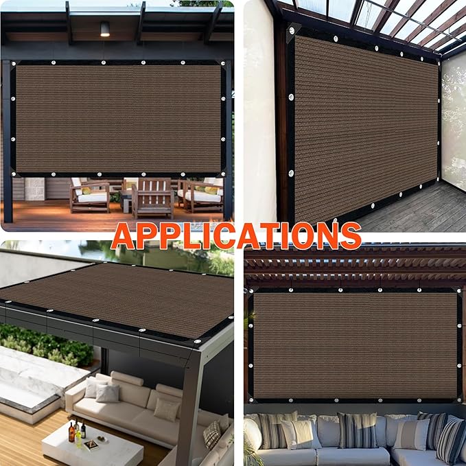 Mocha Sun Shade Cloth, 10x12FT Pergola Shade Cover - Image 7
