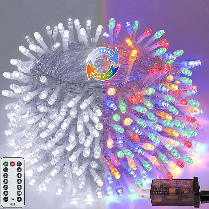 Cool White to Multicolor Color Changing 200 LED 66FT Connectable Christmas by SANJICHA