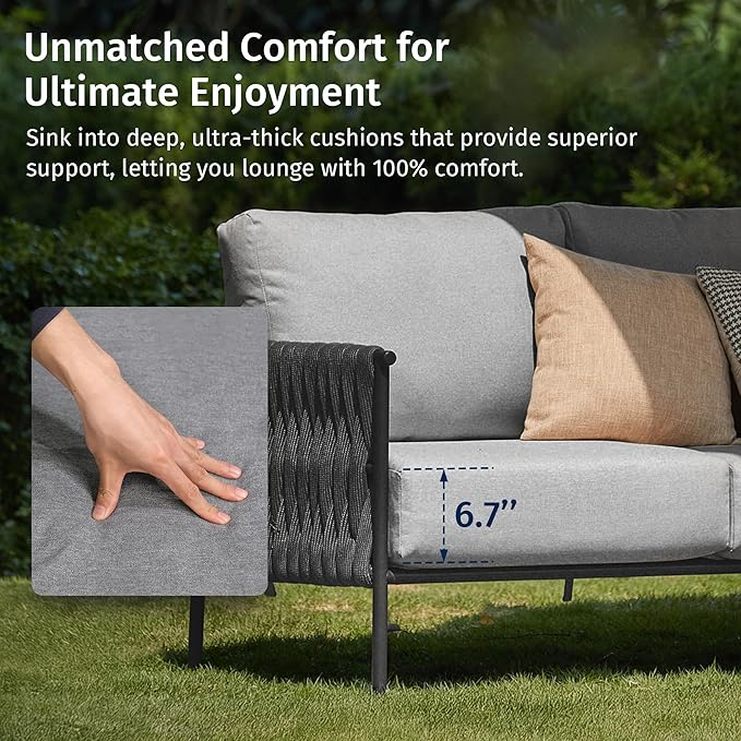 East Oak Corner Patio Furniture Set | Life Chatter 5-Seat Outdoor Furniture | - Image 3