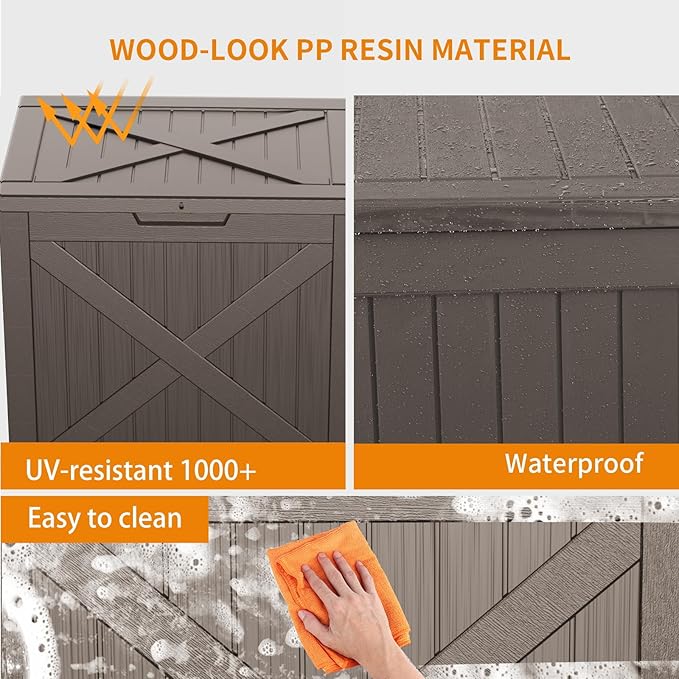 32 Gallon Outdoor Deck Box, Lockable Waterproof Outdoor Storage Boxes - Image 5