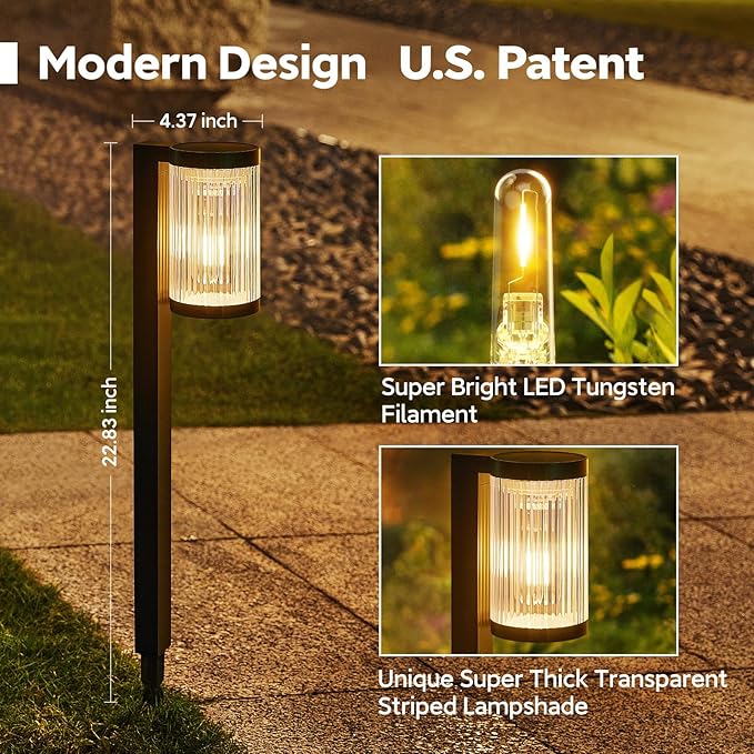 Solar Pathway Lights Outdoor, 2 Pack Upgraded Outdoor Solar Lights - Image 2