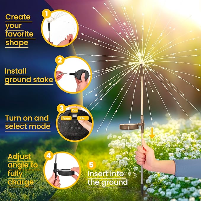 GIGALUMI Garden Decor Outdoor Lights 120LED 2Pack, Solar Garden Lights - Image 8