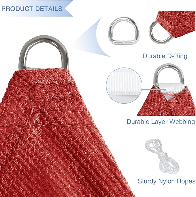 E&K Sunrise 13' x 13' x 13' Sun Shade Sail Triangle Canopy Shade Cover UV Block - Image 4