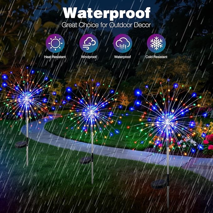 btfarm 2 Pack Solar Garden Lights Outdoor 8 Modes, 120 LED Firework Lights - Image 6