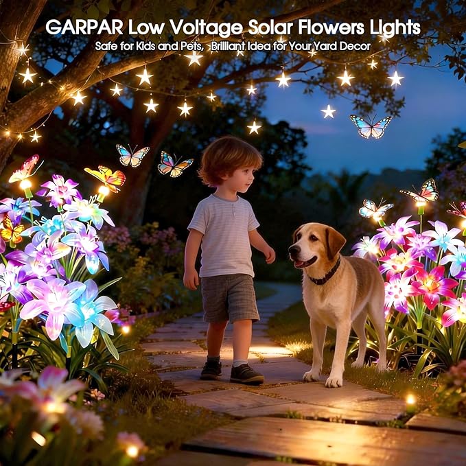 Garpar Solar Lights Outdoor Decorative, Upgraded 4 Pack Flowers - Image 7
