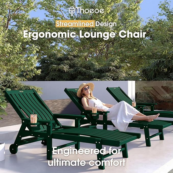 Patio Chaise Lounge Chair Set of 4, Oversized Lounge Chair Outdoor - Image 3