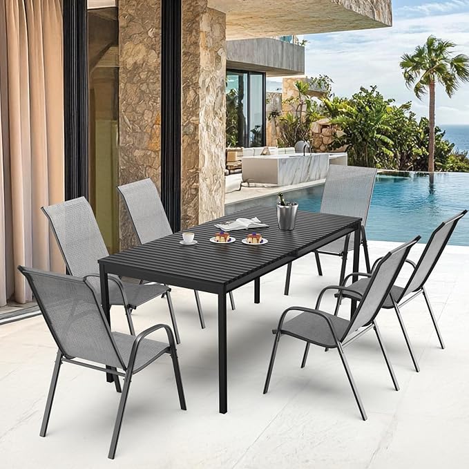 VINGLI Set of 2 Stackable Outdoor Bar Stools – Sling Chairs - Image 9