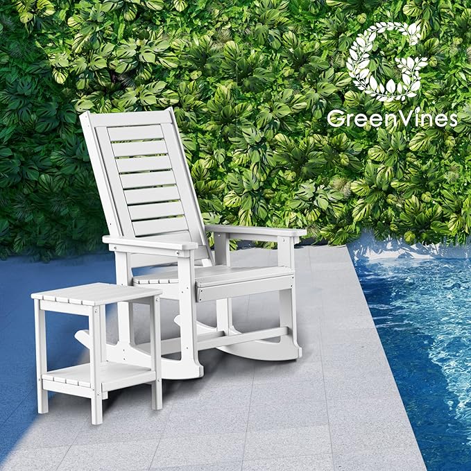 GREENVINES Outdoor Rocking Chairs | Set of 4 | Porch Rocker | HDPE Plastic | - Image 2
