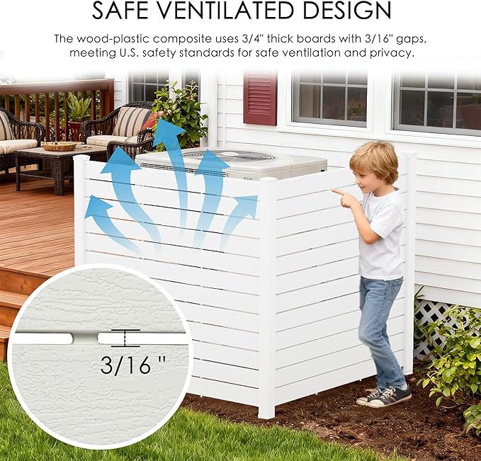 Kozyard 50" W x 48" H Outdoor Privacy Screens Aluminum Post, Air Conditioner - Image 2
