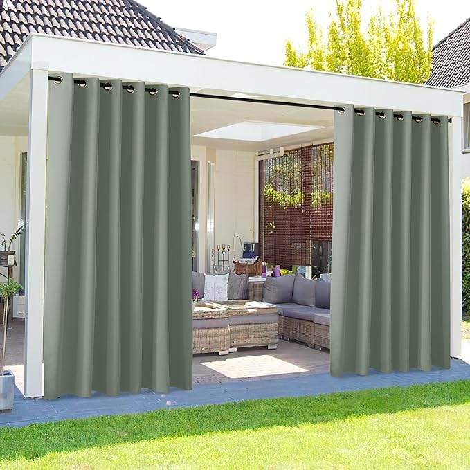 NICETOWN Outdoor Curtains for Patio Waterproof Extra Wide 84", 2 Panels Sun by NICETOWN