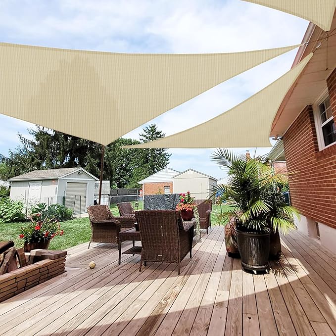 Patio Paradise 10' x 10' x 9'10" Sun Shade Sail Triangle Canopy, Permeable by Patio