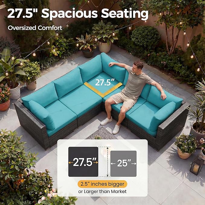 NICESOUL 7 Piece XL Large Modern Outdoor Furniture Sofa Set, 29.3'' High Back - Image 5