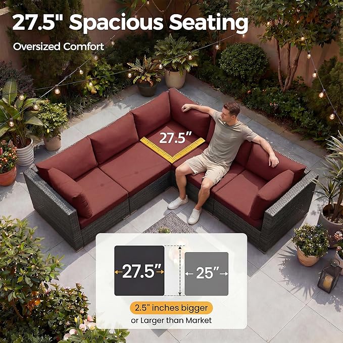 NICESOUL 6 Piece Modern Outdoor Conversation Set - Image 6