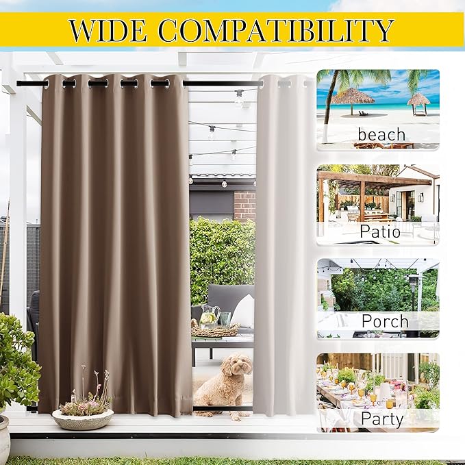 NICETOWN 2 Panels Weighted Blackout Outdoor Curtains - Image 7
