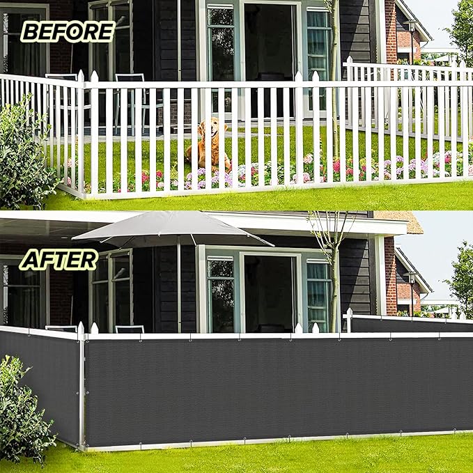LOVE STORY 3'x10' Dark Grey Balcony Privacy Screen Fence Cover UV Protection - Image 3