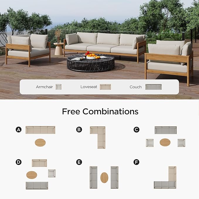 Acanva Modern Outdoor Patio Furniture Set, All-Weather Aluminium Conversation - Image 6