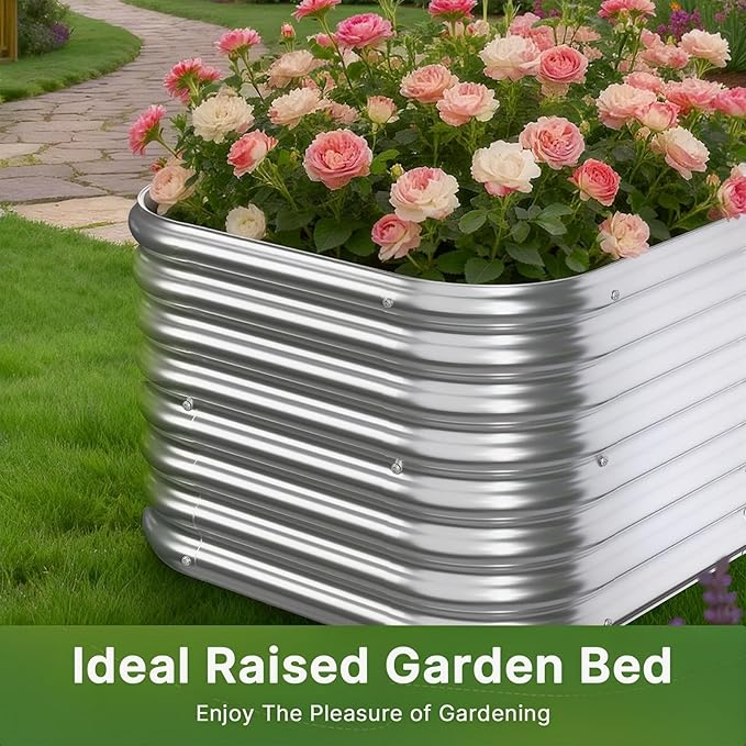 4 PCS Galvanized Raised Garden Bed Outdoor, Metal Garden Bed - Image 3
