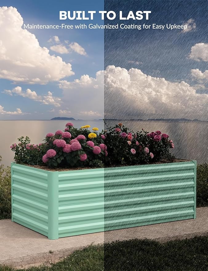 CABIHOME 2 Pcs 6x3x2 Ft Galvanized Raised Garden Bed, Deep Root Planter Box - Image 5