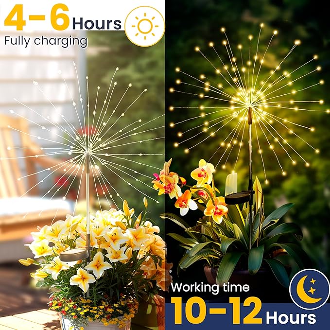 GIGALUMI Garden Decor Outdoor Lights 120LED 4Pack, Solar Garden Lights - Image 7