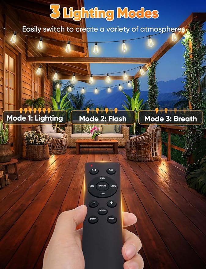Brightever LED Outdoor String Lights, 150FT Dimmable Patio Lights - Image 3