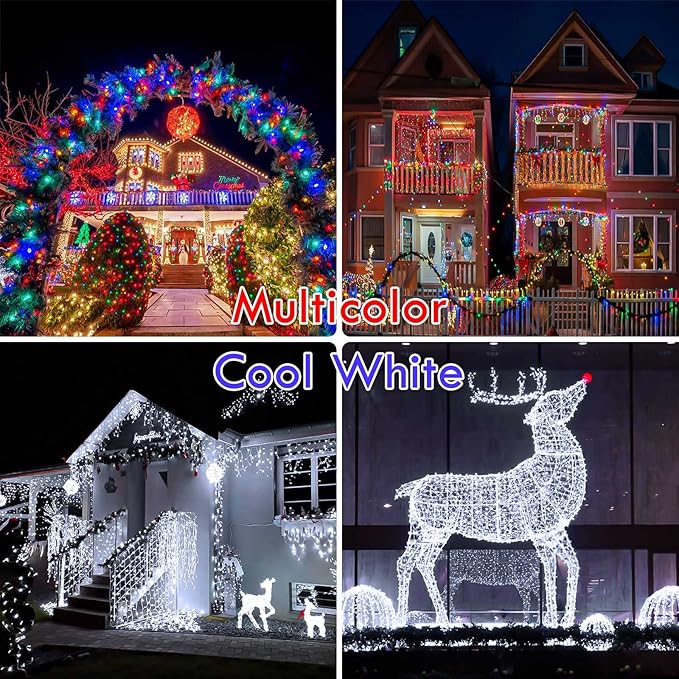 Cool White to Multicolor Color Changing 200 LED 66FT Connectable Christmas - Image 7