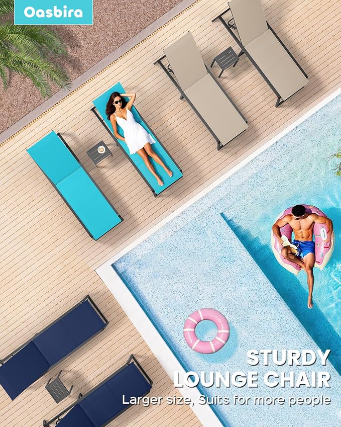 Aluminum Chaise Lounge Chair Outdoor, Foldable & No Assembly Pool Lounge Chairs - Image 8