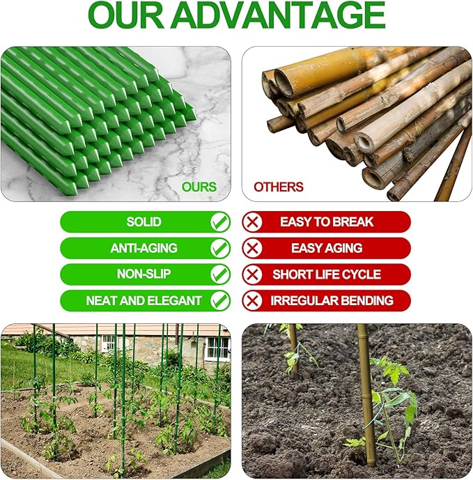 WAENLIR Garden Stakes 60 inch 5ft Sturdy Tomato Stakes, Plant Stakes - Image 6