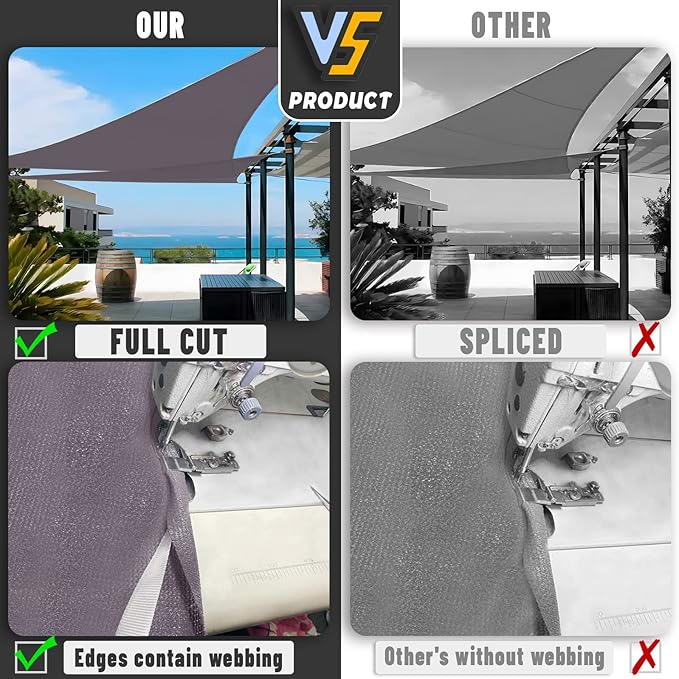 LOVE STORY Custom Size 5'x7'x8.6' Dark Grey Sun Shade Sail Right Triangle - Image 7