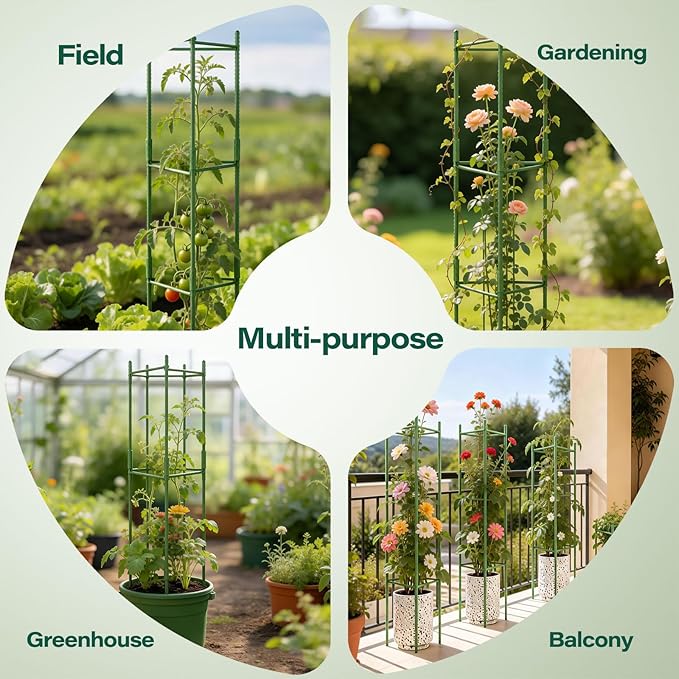 Halatool 63 Inch Tomato Cages for Garden, 6 Pack Adjustable Tall Tomato Cage - Image 8