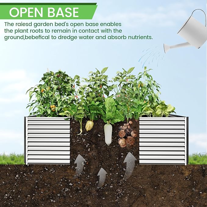FRIZIONE 3pcs Tall 4x2ft Galvanized Raised Garden Bed Outdoor, Steel Garden Bed - Image 6