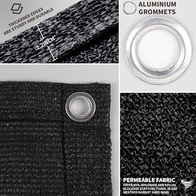 LOVE STORY Custom Size 2'6''x1' Black Balcony Privacy Screen, UV Block Privacy - Image 3