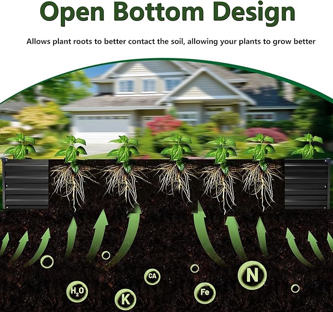 12×4×1FT Galvanized Raised Garden Bed Kit, Metal Planter Boxes, Large Outdoor - Image 5
