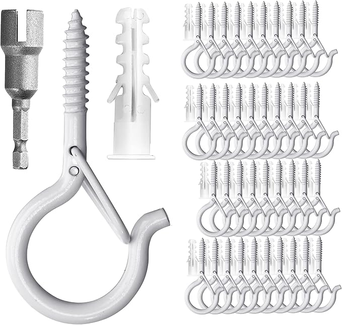 PlusRoc 40 Pack Ceiling Hooks for Hanging Plants Outdoor String Lights Heavy by PlusRoc