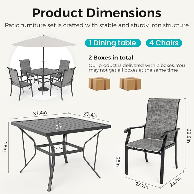 Pamapic 5-Piece Outdoor Dining Set, Patio Dining Set - Image 6