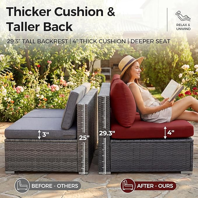 NICESOUL 6 Piece Modern Outdoor Conversation Set - Image 7