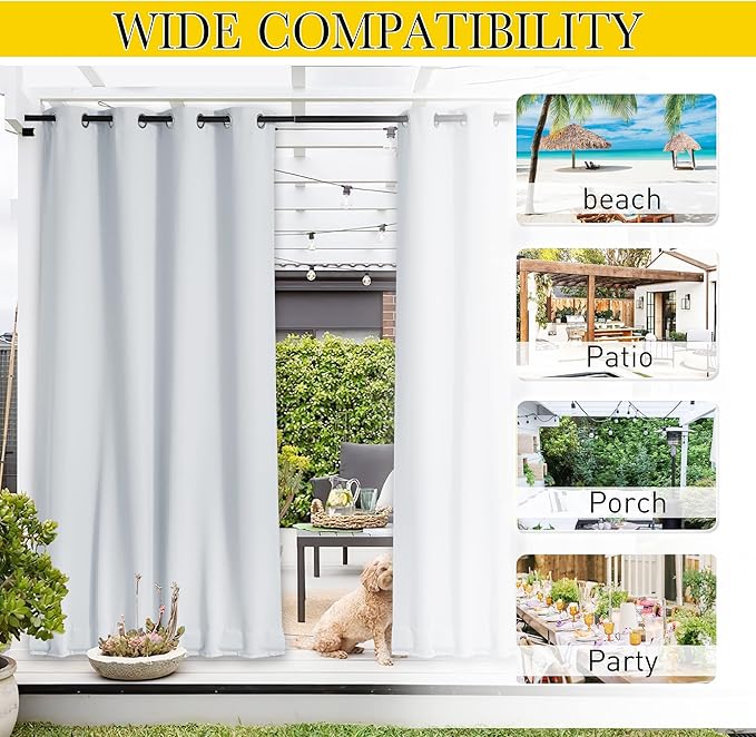 NICETOWN 2 Panels Outdoor Curtains Waterproof - Image 7