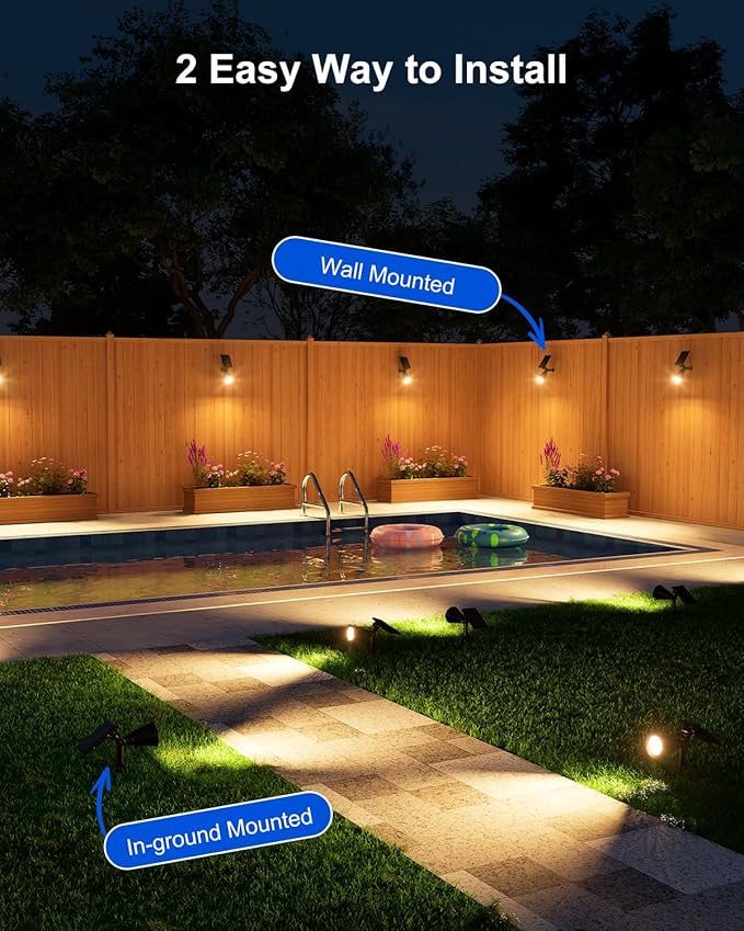 4 Pack Solar Powered Spotlights Waterproof Outdoor - Image 9