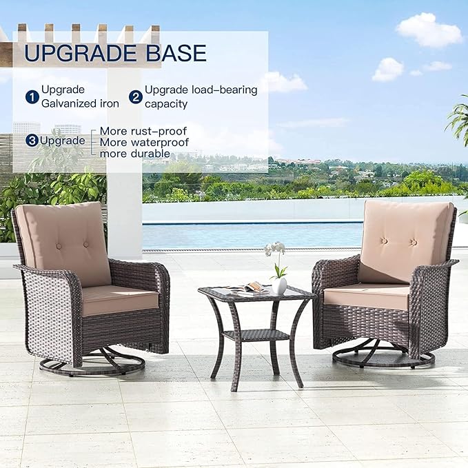 Kullavik 9 Pieces Outdoor Patio Furniture Set, PE Wicker Rattan Sectional Sofa - Image 4