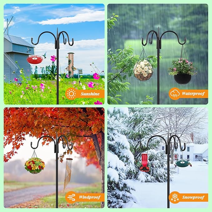 FEED GARDEN [Upgrade Version 76 Inch Three Shepherd Hooks - Image 4