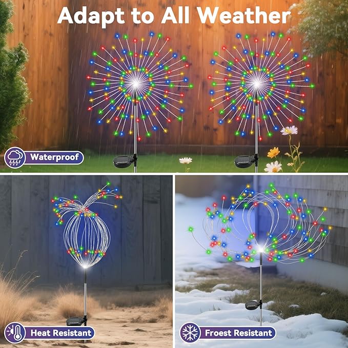 Garden Outdoor Lights, 2 Pack 120 LED Solar Garden Lights Fairy Lights Outdoor - Image 3