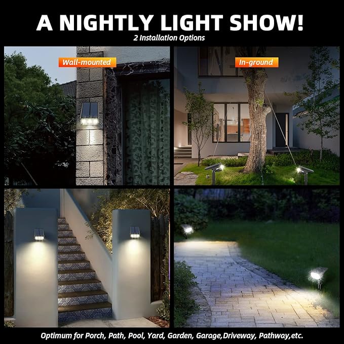 Solar Spot Lights, IP65 Waterproof 40 LED's Landscape Spotlights, 3 Modes - Image 3