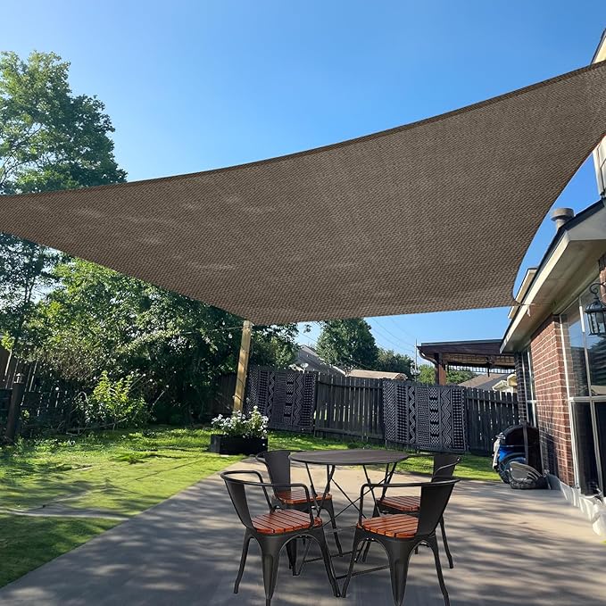 SUNLAX Sun Shade Sail 7' x 18' Brown Rectangle Canopy Sail Shade Cover UV Block by SUNLAX