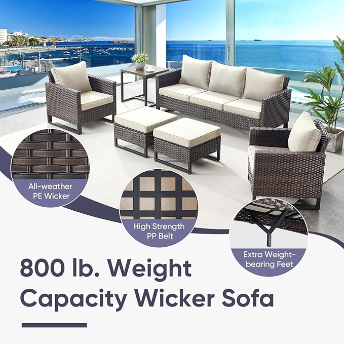 Belord Outdoor Couch Patio Furniture: Wicker Patio Sofa - Image 3