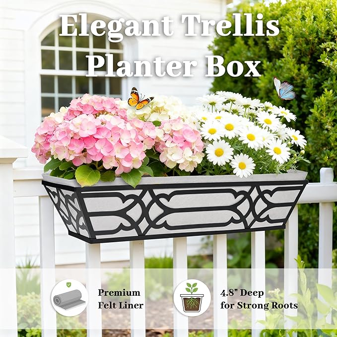 4 Pack 24 Inch Railing Boxes Planter - Image 6