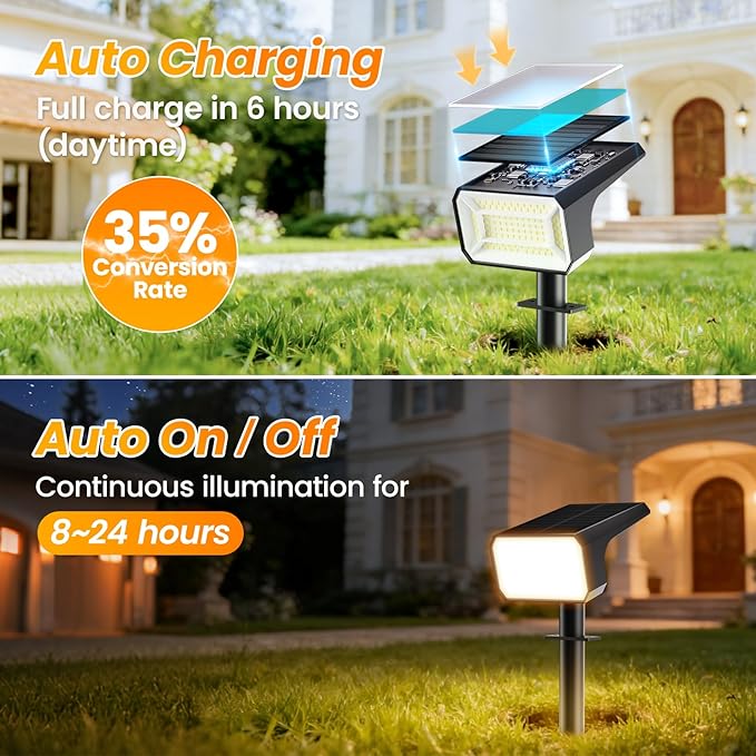 Fabrito Solar Spot Lights Outdoor 10 Pack, Auto On/Off Spotlights, IP67 - Image 2