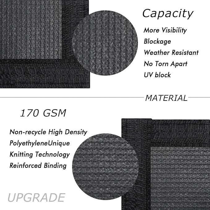 UPGRADE Privacy Fence Screen 5'x27' Dark Grey Outdoor 90% Visibility Blockage - Image 2