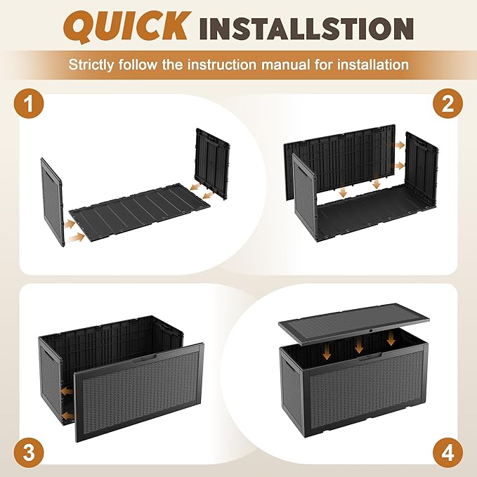 Outdoor Storage Box, Resin Deck Boxes Indoor and outdoor, Waterproof Storage - Image 7